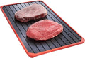 VonShef Defrosting Tray, Large Aluminium Meat Thaw Plate with Grooves & Spill-Proof Silicone Border, Defrosting Board Kitchen Accessories for fast Thawing Frozen Foods, 35cm x 20cm