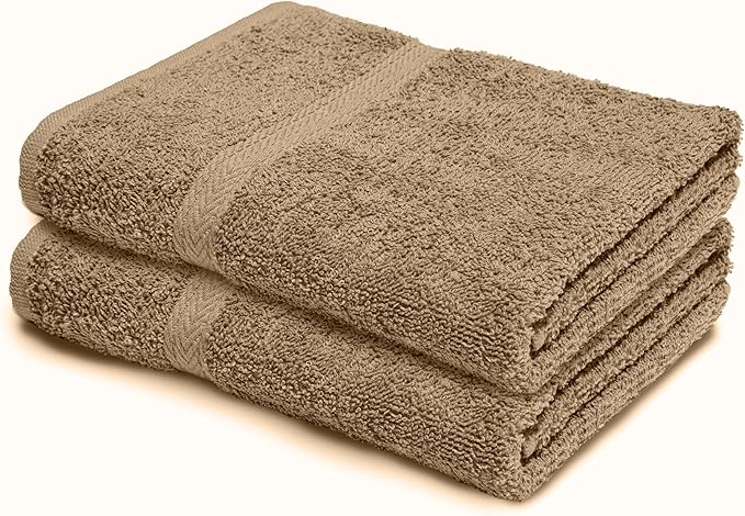 Bathroom and Kitchen 2 Pc Hand Towels Pack - 500 GSM Natural 100% Egyptian Cotton -Quick Dry and Absorbent - Fast Drying Soft and Luxurious Bath Hand Towel Set (Latte, 50x80 CM)