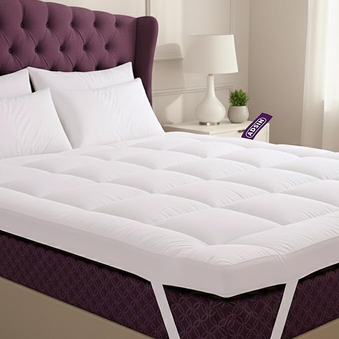 Luxury Hotel Quality Mattress Topper Single – 10CM Extra Thick Quilted Mattress Topper for Single Bed – Soft Breathable Anti-Allergy Microfibre Fill for Added Comfort and Support, 90 x 190 cm