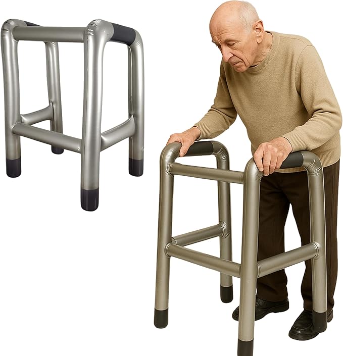 Inflatable Walking Blow Up Zimmer Frame Joke Dress Up Gift Present Fancy Dress Party Wear Accessory
