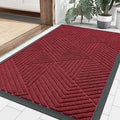 smiry Door Mat, Heavy Duty Door Matts Indoor Outdoor, Dirt Trapper Easy Clean Doormat, Non Slip Floor Mat for Front Door, Entrance, 60 x 90 cm, Burgundy