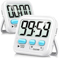 Antonki 2 Pack Digital Kitchen Timers for Cooking, Countdown Timer for Egg, Toothbrush, Office, Classroom, Kids, Teachers - Magnetic, Kickstand, Hanging - Battery Included