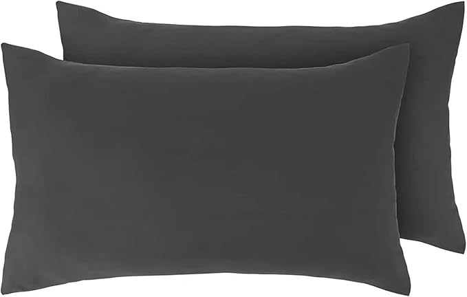 Pair of Pillowcases 100% Egyptian Cotton 200 Thread Counts, Pillow Cases 2 Pack (Charcoal Grey)