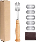 Bread Lame,Scoring Blade Sourdough Starter Kit Dough Cutter Baker's Knife Sour Scorer Tool Baking Making Accessories Tools Handmade Blades Slashing Wood Handle Wire,for Slicers Saw Razor Loaf Slicer