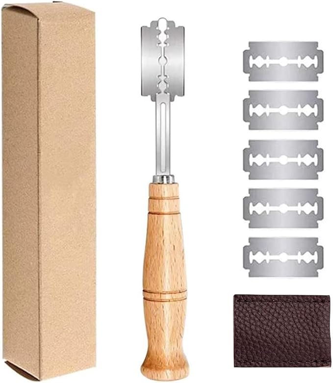 Bread Lame,Scoring Blade Sourdough Starter Kit Dough Cutter Baker's Knife Sour Scorer Tool Baking Making Accessories Tools Handmade Blades Slashing Wood Handle Wire,for Slicers Saw Razor Loaf Slicer