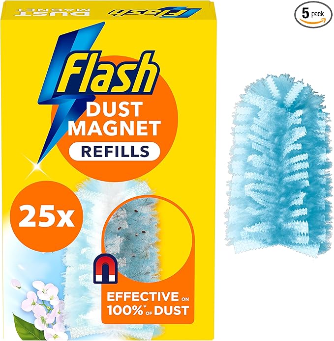 Flash Duster Dust Magnet Refills, Fluffy Dusters Refills, 25 Scented Dusters (5x5), Effective on 100% of Dust, Dust Magnet