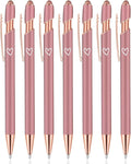 7 Pack 2 in 1 Ballpoint Pen with Stylus Tip, Metal Stylus Pens for Touch Screens,1.0 mm Black Ink Retractable Ballpoint Smooth Writing Pens for work colleagues (Rose Gold)