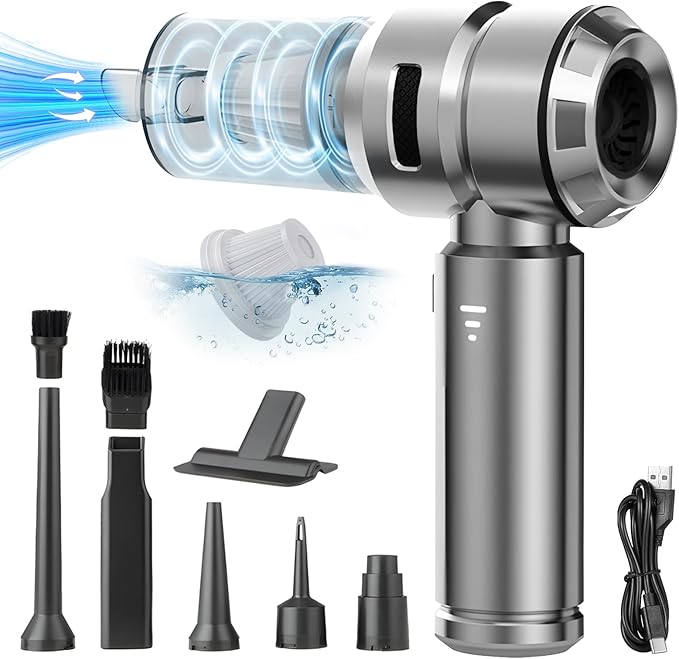 Handheld Mini Vacuum 4 in 1 Cordless, 23000PA Powerful Strong Cyclonic Suction USB Rechargeable Portable Car Vacuum Cleaner Car Cleaner for Pet Hair, Car, Home, Office, Kitchen