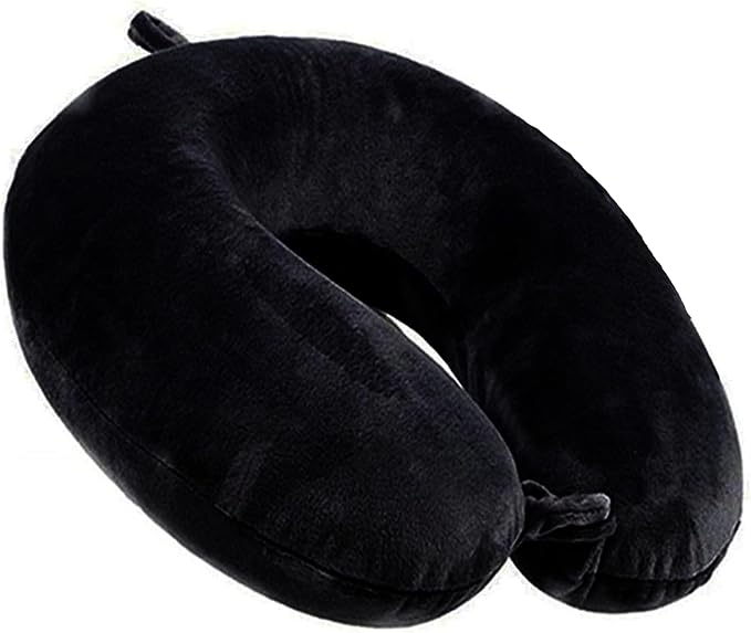 Travel Pillow Memory Foam Neck Pillow Support Pillow Luxury Compact Lightweight Quick Pack for Camping,Sleeping Rest Cushion (Black)