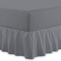 Plain 100% Egyptian CottonFitted Valance Sheet | Easy Care 16" / 40cm Extra Deep Frilled Valance Fitted Bed Sheet - Machine Washable - Single Double King Size (Grey, Double)