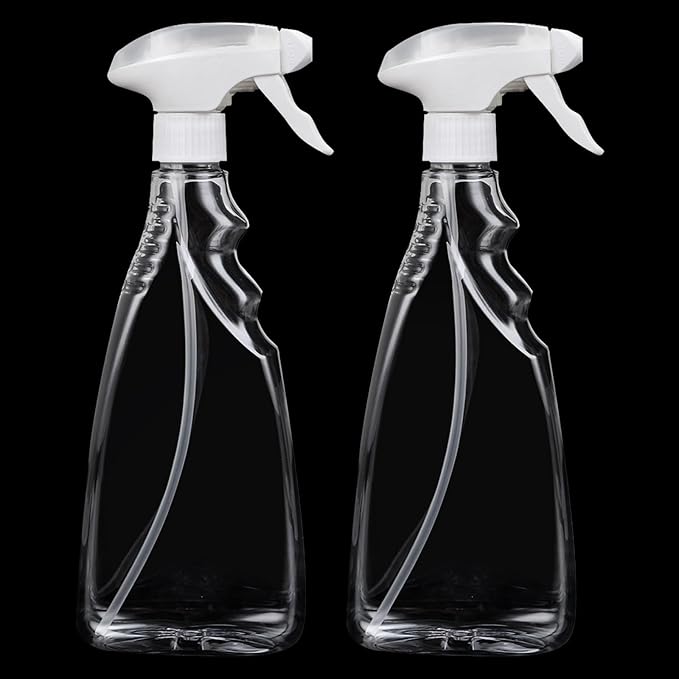 ASelected 2 Pcs Transparent Empty Fine Mist Plastic Spray Bottle 500Ml Water Spray Bottle For Gardening Cleaning Air Freshening Hair Sprayer, material - Polyethylene Terephthalate