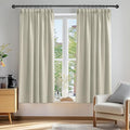 Deconovo Super Soft Thermal Insulated Pencil Pleat Room Darkening Curtains for Bedroom 46 x 54 Inch Light Beige 2 Panels