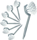 Pack of 7 Plastic Dish Brush Set with Firm Bristles − Dish Scrubber and Washing up Brushes for Kitchen, Sink, and Countertops (7-Pack Round Dish Brushes)