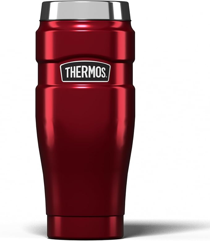 Thermos Stainless King Travel Tumbler & Multi- Purpose Flask- 470ml Insulated Hot & Cold Water Bottle for Daily Commute & Weekend Adventures - Sleek Design in Red, 5-Year Durability