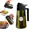 YARRAMATE 16oz/470ml Light-Blocking Dark Oil Sprayer for Cooking, 2-in-1 Olive Dispenser Bottle, Premium Green Glass, Food-Grade Mister for Air Fryer, BBQ, Kitchen Use (Black)
