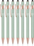 7 Pack 2 in 1 Ballpoint Pen with Stylus Tip, Metal Stylus Pens for Touch Screens,1.0 mm Black Ink Retractable Ballpoint Smooth Writing Pens for work colleagues (Green)