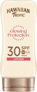 Hawaiian Tropic Glowing Protection Sunscreen Lotion SPF 30 UVA plus UVB Protection, 180 ml, Tropical Scent, with Shea Butter, Water Resistant, Vegan