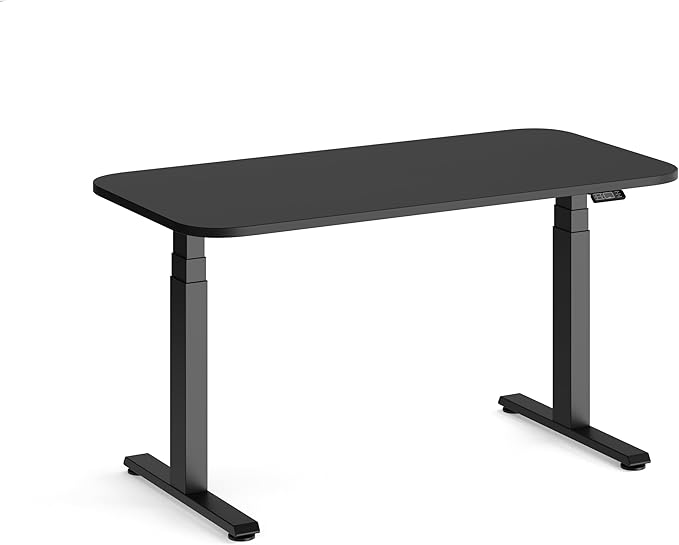 Steelcase Solo Sit-to-Stand Electric Height-Adjustable Home Office Desk with Programmable Controller, Powerful Motor, Anti-Collision Sensor + Cable Management Net in Black/Pearl Black (140 x 70 cm)