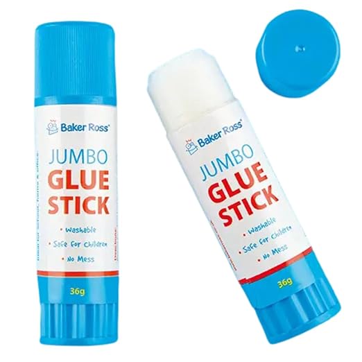 Baker Ross EV7063 Jumbo Glue Sticks - Pack of 3, for Children for Crafts, Adhesives and Scrapbooking Art Activities