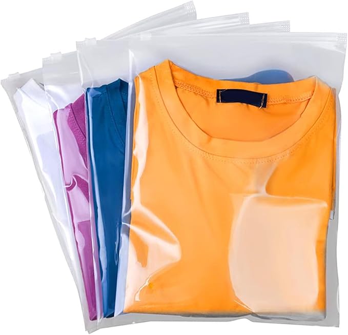 QISF 50 Pack Reusable Ziplock Bags for Clothes，40 x 30cm Large Plastic Hospital Bags，Travel Clothe Storage Bags，Clear Seal Bags Waterproof Luggage Organiser for Clothes Garment School（without Hole）