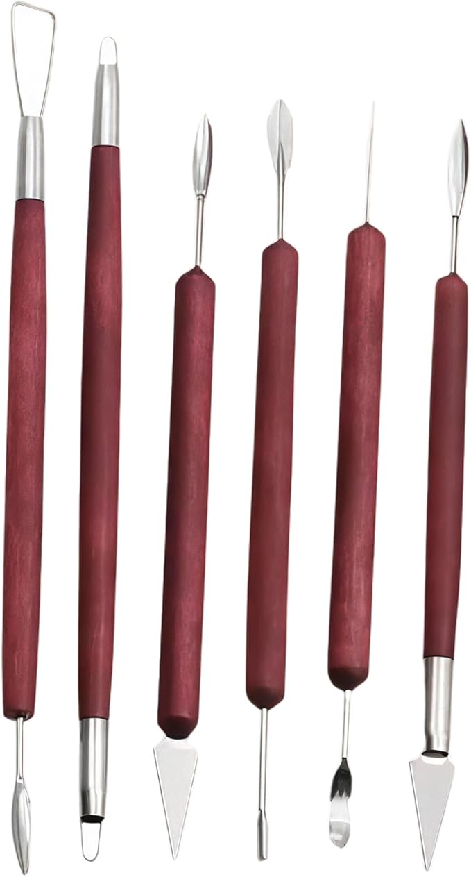6 Pcs Sculpting Tools, Wax Carvers Tools Double-Ended Stainless Steel Wax Clay Sculpting Carving DIY Tools, for Art Crafts DIY Pottery Sculpture