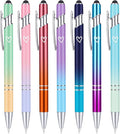 7 Pack 2 in 1 Ballpoint Pen with Stylus Tip, Metal Stylus Pens for Touch Screens,1.0 mm Black Ink Retractable Ballpoint Smooth Writing Pens for work colleagues (Gradient)