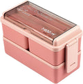 Lunch Box, 1400ml Bento Box with Spoon Fork, Stackable 2 Layer 3 Compartments Leak Proof Japanese Lunch Box, Meal Prep Container Box for Adults Kids Students Office Microwave Dishwasher Safe