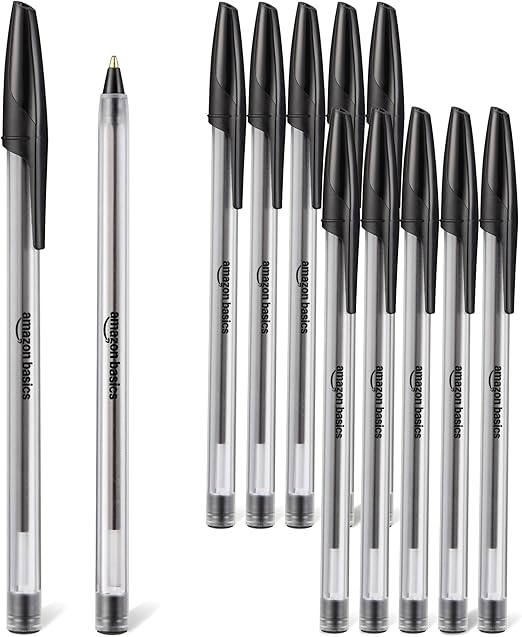 Amazon Basics Ballpoint Pens, 1.0mm, Black, 12 Pack