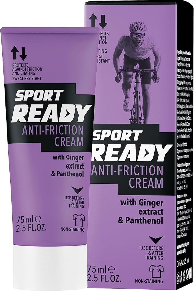 Anti-Friction Cream - Anti Chafing Cream with Ginger Root Extract & Bisabolol - Hydrating, No-Chafe Balm for Friction & Dryness - Long Lasting & Non Staining Chafing Balm - 75mL, Sport Ready