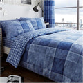 GC GAVENO CAVAILIA Polycotton Checked Duvet Cover Double (200cm x 200cm) - Quilt Bedding Set Double Bed with 2 Pillow Cases - Blue