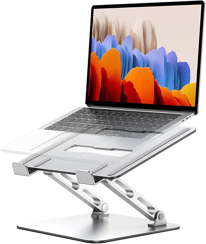 Babacom Ergonomic Laptop Stand for Desk, Dual-Bar Support & Height Adjustable Laptop Riser Holder, Ventilated Portable & Foldable Computer Stand, Compatible with MacBook Air Pro, All 10"-16" Laptops