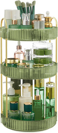 SONGMICS Makeup Organiser Rotating, 3-Tier Round Skincare Organiser, Customisable, Toiletries Cosmetics Organiser, Gift, Pale Green JKA011C01