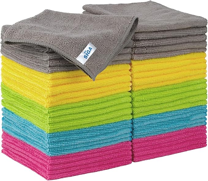 MR.SIGA Microfiber Cleaning Cloth, All-Purpose Cleaning Towels, Pack of 50, Size 11.8 x 11.8 in (30X30CM)