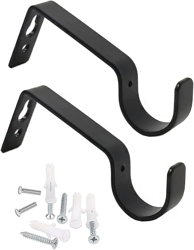 Iron Curtain Pole Brackets, Pack of 2, Wall Mount, Heavy Duty, Scratch&Rust Resistance