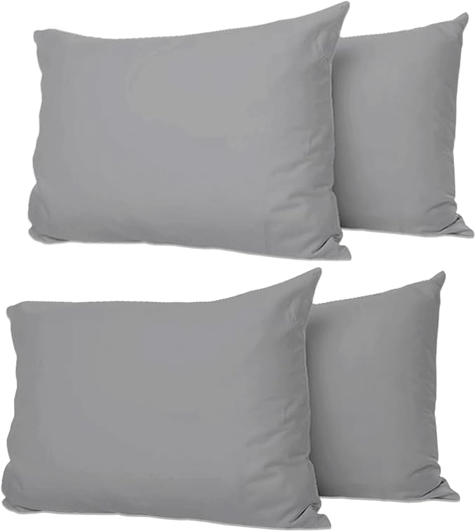 Pillow Cases 4 Pack Grey, Soft & Breathable 100% Brushed Microfiber Pillowcase. Anti-Allergic & Machine Washable with Secure Envelope Closure, Multicolor, UK Size 50 × 75 cm