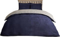 Brentfords Reversible Double Teddy Fleece Bedding Set, Fluffy Duvet Covers with Pillowcases Ultra Soft Thermal Winter Warm Teddy Bear Bedding Set - Navy/Grey, Double