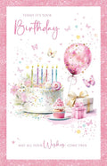 Cherry Orchard Ladies Happy Birthday Card, Birthday card for Her, Birthday cake & Balloons, from Birthday Bliss range.