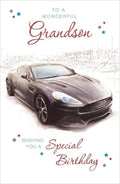 Grandson Birthday Card - Loving Verse Car - Size: 23cm x 15.5cm (9"x6") ITe