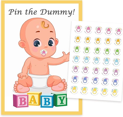 Pin The Dummy On The Baby Game for 35 Players - A Joyful Baby Shower Activity