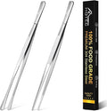 Hotec 12-Inch Stainless Steel Tongs, Multipurpose Tweezer Food Tongs Stainless Steel Steak Clip BBQ Long Tweezer Tongsg, Grilling and Baking, Cooking Tweezers Precision Serrated Tips, Set of 2