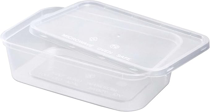 We Can Source It Ltd 50 x 750ml Plastic Microwave & Freezer Safe Food Containers with Lids - BPA-Free, Reusable, Takeaway Meal Prep Containers - Catering Grade Food Storage Boxes for Home & Business