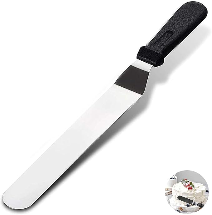 Palette Knife Baking, Cake Palette Knife, Pallet Knife Baking, Cake Spatula, Icing Spatula Baking, Palette Knife Baking, for Cake Decorating Smoothing Icing and Cooking Frosting Pastries (Black)