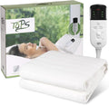 TOPS Electric Blanket Single Heated Underblanket with Timer 3 Heat Settings Overheat Protection Machine Washable Warm Polyester Size 150 x 80cm White (CH-42)