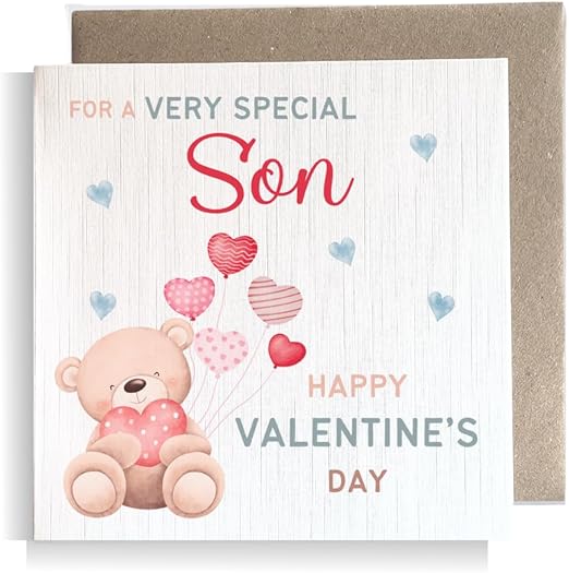 Second Ave Son Valentine's Day Bear Square Valentine's Day Greetings Card