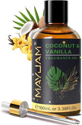 MAYJAM Fragrance Oil, 100ML Coconut & Vanilla Aromatherapy Oil, with Glass Dropper, Diffuser Oil for Making Candle, Soap, Bath Bombs