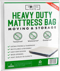 Double Mattress Bags For Moving & Storage - Heavy Duty Double Mattress Cover for Moving House & Self Store - Plastic Mattress Storage Bag Protector - Strong, Reusable, Tearproof - 4ft 6"