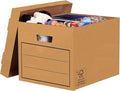 BANKERS BOX 30 General Storage Durable Packing Boxes with Lids - Heavy Duty Cardboard Boxes with Handles for Storage & Relocating - W32.5 x H28.5 x D39cm (Pack of 30) - Brown