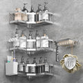 AceMining Shower Caddy, 5 Pack Silver Bathroom Shelves, Adhesive Shelf Storage No Drilling, 201 Stainless Steel Shower Organiser, Rust-Resistant Caddy Corner, Soap Holder, Bathroom Accessory