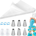 100Pcs Piping Bags and Nozzles Sets, Icing Bags and Nozzles Sets, 6 Nozzles, 2 Couplers, 3 Bag Ties, Large Icing Bags Disposable, Pastry Bags for Cake Cupcake Dessert Cookies Decoration