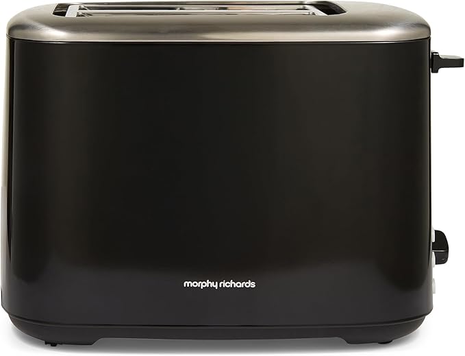 Morphy Richards Equip 2 Slice Toaster, Defrost and Reheat, Browning Controls, Variable Wide Slots, Removable Crumb Tray, Stainless Steel, 800W, Black, 222064